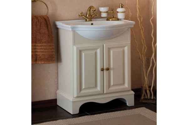Тумба с раковиной La Beaute Classic Michel 70 слоновая кость матовый, фурнитура бронза, напольная, с дверками
