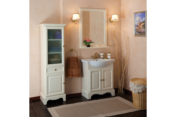 Тумба с раковиной La Beaute Classic Michel 70 слоновая кость матовый, фурнитура бронза, напольная, с дверками