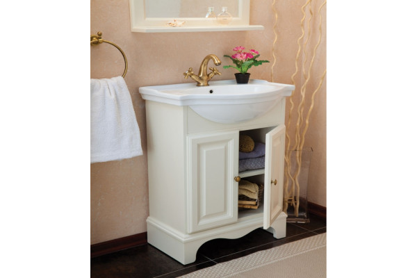 Тумба с раковиной La Beaute Classic Michel 70 слоновая кость матовый, фурнитура бронза, напольная, с дверками