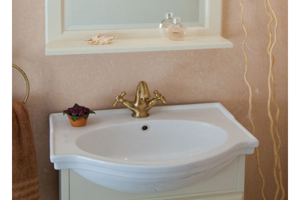 Тумба с раковиной La Beaute Classic Michel 70 слоновая кость матовый, фурнитура бронза, напольная, с дверками