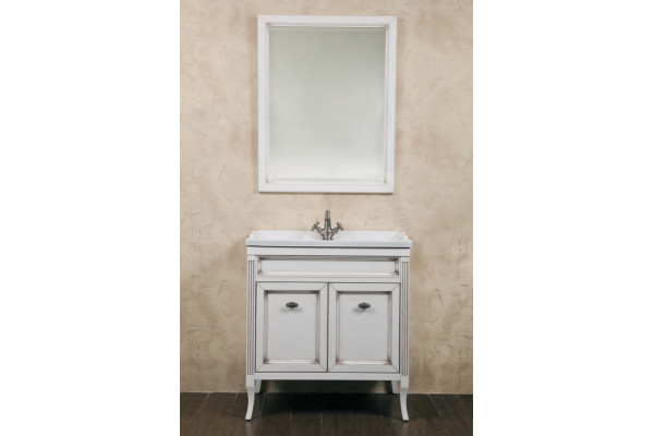 Тумба с раковиной La Beaute Classic Vivien Porta 80 белый с патиной, фурнитура серебро, напольная, с дверками