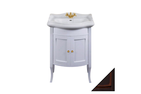 Тумба для комплекта La Beaute Classic Lorette 65 темное дерево глянец, фурнитура золото, напольная, с дверками