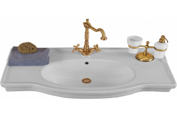 Тумба с раковиной La Beaute Classic Michel 120 слоновая кость матовый, фурнитура бронза, напольная, с доводчиками