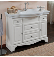Тумба с раковиной La Beaute Classic Michel 120 белый матовый, фурнитура серебро, напольная, с доводчиками