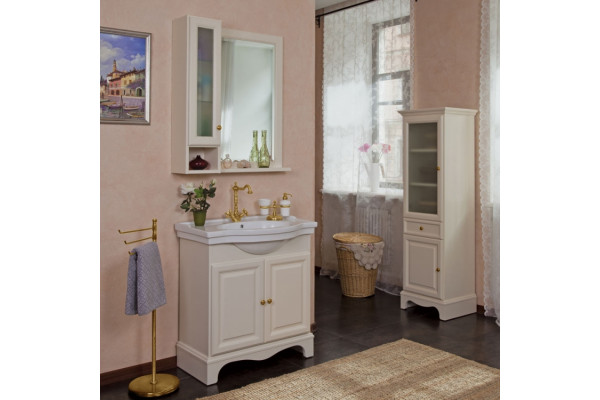 Мебель для ванной La Beaute Classic Michel 80 слоновая кость матовый, фурнитура золото, напольная, с доводчиками