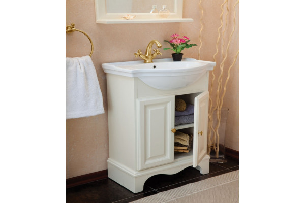 Мебель для ванной La Beaute Classic Michel 70 слоновая кость матовый, фурнитура золото, напольная, с доводчиками