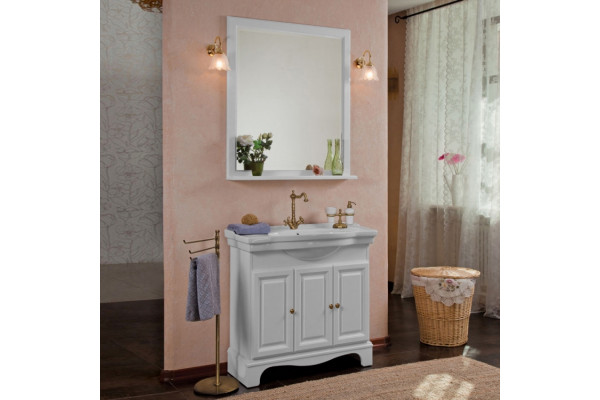 Мебель для ванной La Beaute Classic Michel 90 белый матовый, фурнитура бронза, напольная, с доводчиками