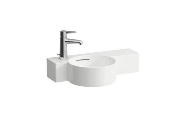 Laufen VAL Раковина-мини  полка справа 550x315x115 мм с 1 отв. под смеситель подрезаемая до 430 мм  цвет: белый (без полотенцедержателя!) 8.1528.3.000.105.1