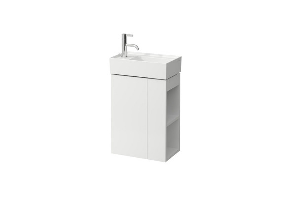 Laufen Kartell Тумба под раковину 815335 440х270х600 мм петли слева полка открытая  справа цвет: белый матовый 4.0751.7.033.640.1