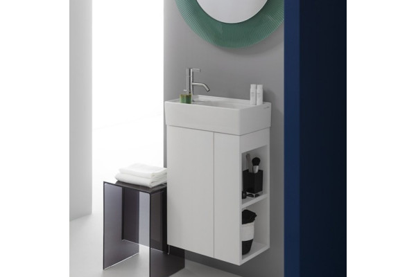 Laufen Kartell Тумба под раковину 815335 440х270х600 мм петли слева полка открытая  справа цвет: белый матовый 4.0751.7.033.640.1