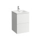 Laufen Kartell Тумба с керамической  раковиной цвет белый  500х500х725мм с 2 выдвиж. ящиками с 1 отв. под смеситель цвет: белый матовый 8.6033.1.640.104.1