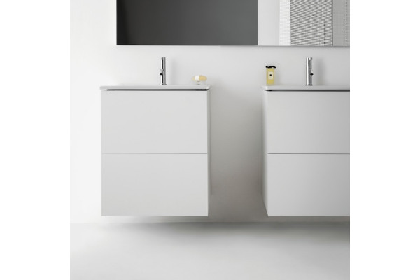 Laufen Kartell Тумба с керамической  раковиной цвет белый  500х500х725мм с 2 выдвиж. ящиками с 1 отв. под смеситель цвет: белый матовый 8.6033.1.640.104.1