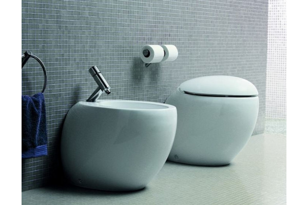 Биде напольное Laufen Alessi One цвет белый, овальное, антивсплеск, 39x58.5 см
