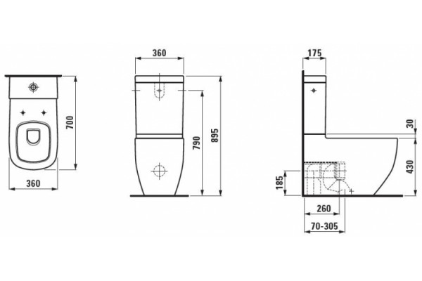 Унитаз напольный Laufen Mimo  белый, овальный, антивсплеск, 36x66 см