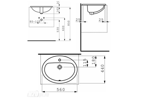 Раковина встраиваемая Laufen Pro 56х44 овальная, цвет белый, на столешницу