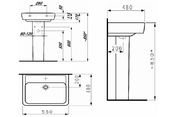 Раковина встраиваемая Laufen Pro 55х48 цвет белый, на столешницу, прямоугольная