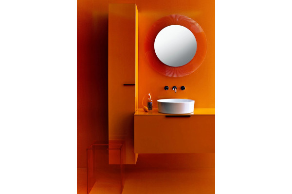 Зеркало Laufen Kartell by Laufen 80 оранжевое, с подсветкой, округлое, с розеткой