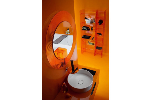 Зеркало Laufen Kartell by Laufen 80 оранжевое, с подсветкой, округлое, с розеткой