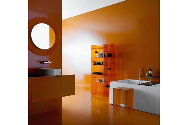 Зеркало Laufen Kartell by Laufen 80 оранжевое, с подсветкой, округлое, с розеткой