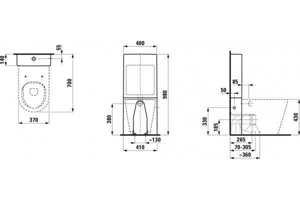 Унитаз приставной Laufen Kartell 8.2333.7.000.000.1 белый, овальный, 37x56 см