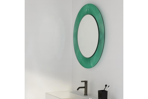 Зеркало Laufen Kartell by Laufen 80 изумрудное, с подсветкой, округлое, с розеткой