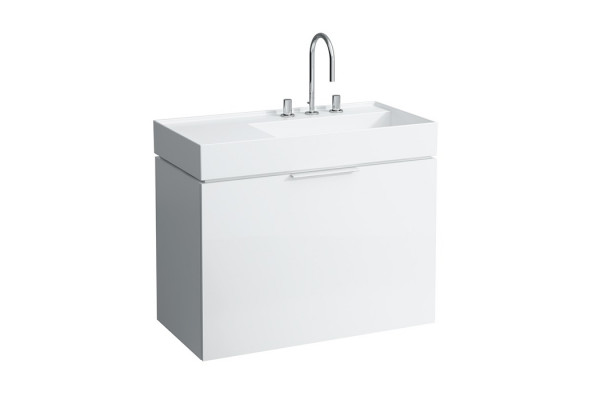 Laufen Kartell Тумба под раковину 810339 895х455х615мм с 1 выдвиж. ящиком с полкой с сифоном цвет: белый глянцевый 4.0760.1.033.631.1