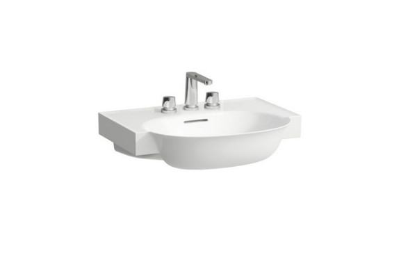 Laufen New Classic Раковина накладная овальная 600х480х75 мм с 3 отв под смесительс переливом цвет белый LCC с покрытием  LAUFEN Clean Coat 8.1385.3.400.108.1