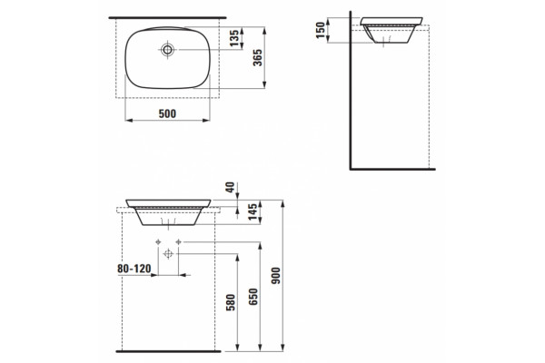 Раковина Laufen Ino 8173020001091 50 см цвет белый, на столешницу, овальная
