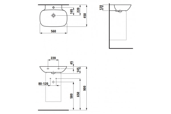Раковина Laufen Ino 8103020001041 56 см цвет белый, овальная, с переливом
