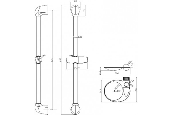 Душевая штанга Lemark LM8065C хром, 69.3 см, с полочкой-мыльницей
