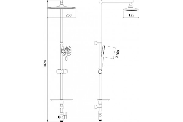 Душевая стойка Lemark LM8805C хром, штанга 102.4 см, шланг 150 см