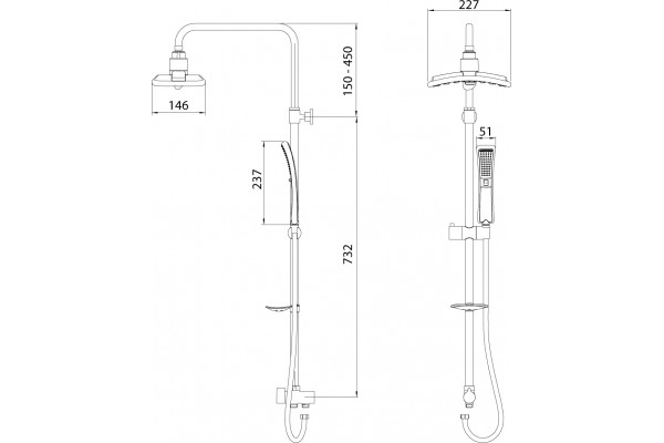 Душевая стойка Lemark LM8806C хром, штанга 118.2 см, шланг 150 см