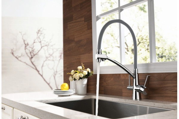 Смеситель Lemark Comfort LM3071C-Gray для кухонной мойки однорычажный, высота излива 19.5 см