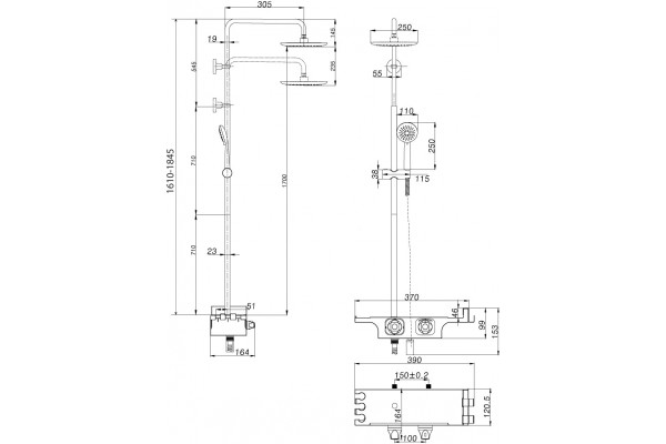 Душевая стойка Lemark Tropic LM7008C хром, штанга 200 см, шланг 200 см