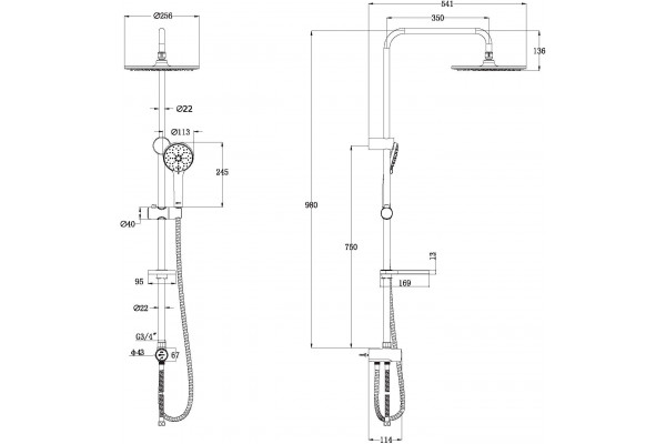 Душевая стойка Lemark LM8809C хром, штанга 98 см, шланг 150 см
