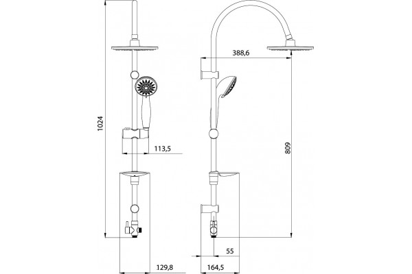 Душевая стойка Lemark LM8801С хром, штанга 102.4 см, шланг металлический 1.5 см