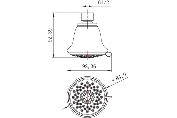 Верхний душ Lemark LM8043C хром, размер 8.5 см