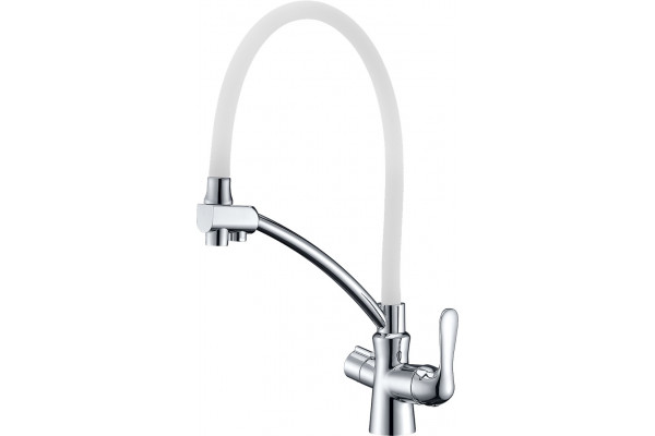 Смеситель Lemark Comfort LM3070C-White для кухонной мойки однорычажный, высота излива 21 см