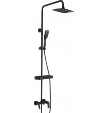 Душевая стойка Lemark Tropic LM7002BL цвет черный, штанга 185 см, шланг металлический 150 см