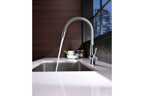 Смеситель Lemark Comfort LM3075C-Gray для кухонной мойки однорычажный, высота излива 22.8 см
