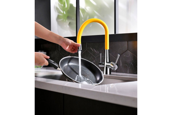 Смеситель Lemark Comfort LM3075C-Yellow для кухонной мойки однорычажный, высота излива 22.8 см