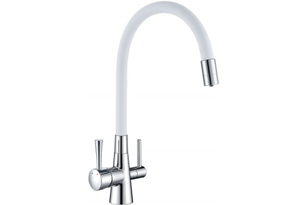 Смеситель Lemark Comfort LM3075C-White для кухонной мойки однорычажный, высота излива 22.8 см