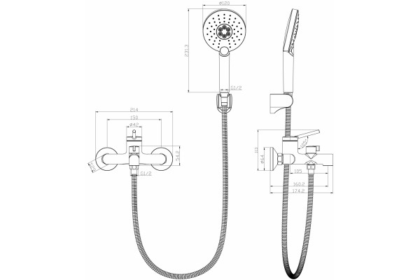 Смеситель Lemark Minima LM3814C для ванны с душем, однорычажный, хром