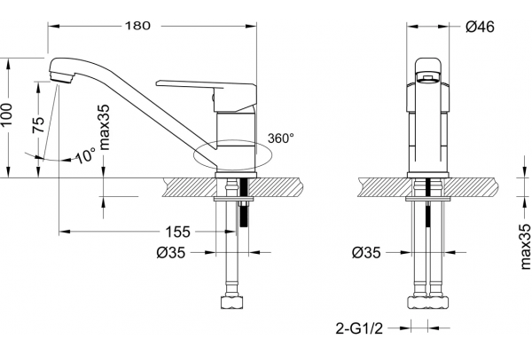 Смеситель Lemark Point LM0307C для раковины однорычажный, хром
