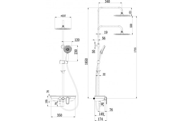 Душевая стойка Lemark Tropic LM7012BL черная цвет черный, штанга 196.25 см