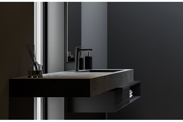 Смеситель Lemark Bronx LM3709BL для раковины, черный, однорычажный, высота излива 22.5 см