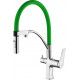 Смеситель Lemark Comfort LM3074C-Green для кухонной мойки, хром/зеленый, однорычажный, высота излива 20.6 см