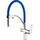 Смеситель Lemark Comfort LM3074C-Blue для кухонной мойки, хром/синий, однорычажный, высота излива 20.6 см
