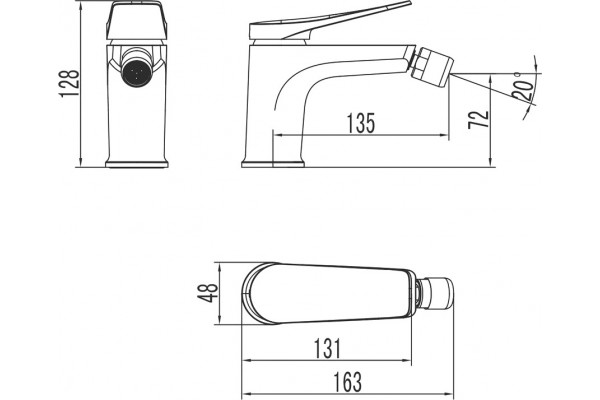 Смеситель Lemark Bronx LM3708GM для биде, графит, однорычажный, сталь