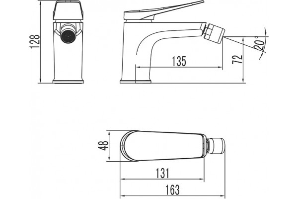 Смеситель Lemark Bronx LM3708BL для биде, черный, однорычажный, высота излива 7.2 см